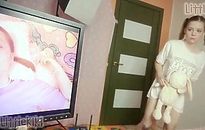 Little step daughter caught step daddy watching taboo porn, and wanted to do the same