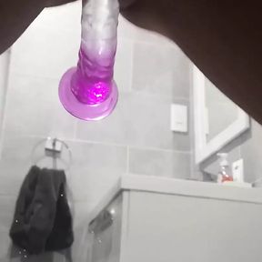 Perfect Bodied Milf Fucks a Dildo in Doggystyle in The Shower