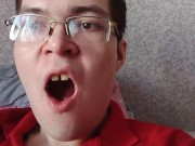 Eating own frozen cum as a dessert