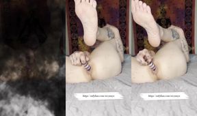 Afternoon anal training with a hot tattooed guy using a glass dildo and his pierced cock