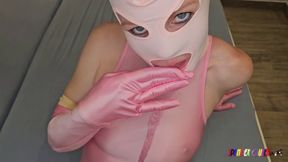 SpandexQueen comes hard and sucks him off in her pink spandex body + leggings