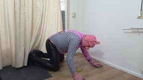 Fat sissy pig drinks pee