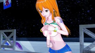 1 Piece Cartoon: Nami pumps her hips for satisfaction.