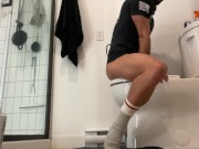 Vaping, pissing and fisting in the bathroom