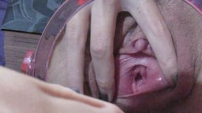 Close up big clit pussy play with mirror
