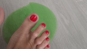 green snot under my bare feet c