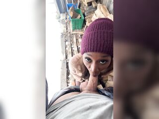 Hung Ebony Trans Cutie Swaps BJs & Gets Her Booty Screwed By Handyman - Vanniall POV Outdoor Sextape with oral sex and anal