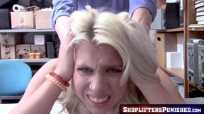 Curvy Chanel receives mouthful of cock from Ryan Mclane after interrogation