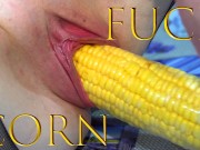 Corn cob fucking. DP with 2 corn cob.