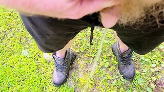 Amateur bear piss compilation: big & small cocks caught outdoors pissing & showing off ginger bush