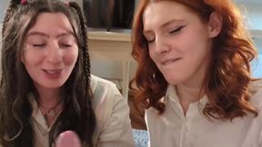 POV Shy Redhead Teens Choke Gag My Huge Cock Cum Flood FFM Destroyed