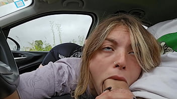 They find me GIVING A BLOWJOB TO MY STEPBROTHER IN THE CAR CUM MOUTH