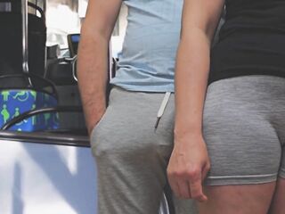 Public Bus Tugjob Stranger Cum Raw, risky, and banging hawt! This babe strokes his thick shlong, teasing him until that guy explodes in public