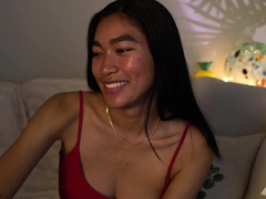 Naughty Asian milf Julia solo masturbation close up