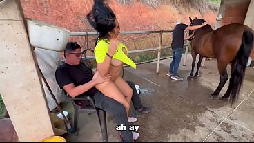 The mare got sick and the vets fuck the busty, big-assed Latina owner until she squirts twice to calm her down.