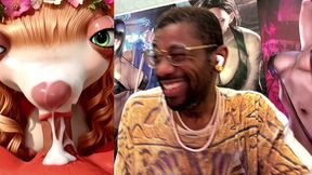 big breast sid looking like a baddie while sucking off a hard cock so good he cums extra hard, ai generated