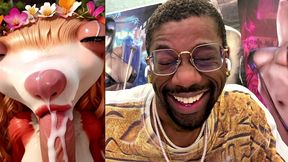 big breast sid looking like a baddie while sucking off a hard cock so good he cums extra hard, ai generated