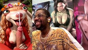 big breast sid looking like a baddie while sucking off a hard cock so good he cums extra hard, ai generated