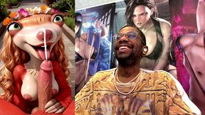 big breast sid looking like a baddie while sucking off a hard cock so good he cums extra hard, ai generated