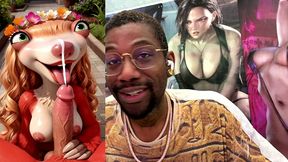 big breast sid looking like a baddie while sucking off a hard cock so good he cums extra hard, ai generated