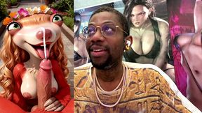 big breast sid looking like a baddie while sucking off a hard cock so good he cums extra hard, ai generated