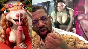 big breast sid looking like a baddie while sucking off a hard cock so good he cums extra hard, ai generated