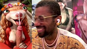 big breast sid looking like a baddie while sucking off a hard cock so good he cums extra hard, ai generated