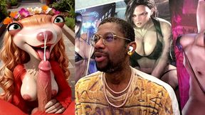 big breast sid looking like a baddie while sucking off a hard cock so good he cums extra hard, ai generated