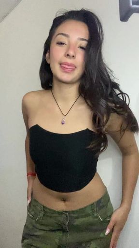 Hot girl in camo shorts