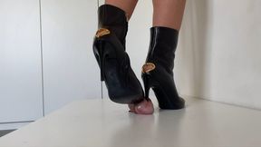 Lady Latisha - Love Moschino Stiletto Booties - Cock Trampling CBT Bootjob - POV