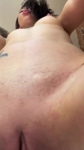 Professional blonde trans girl engages in solo playtime