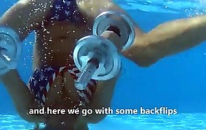 Underwater skimpy bikini workout