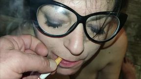 Slut Smoking and Sucking My Fat Cock