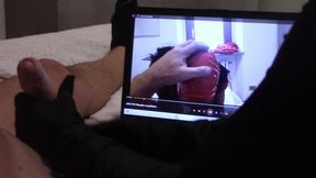 Gift to My Biggest Fan: Handjob in Gloves, While Is Watching One of My Vids, with Cumshot