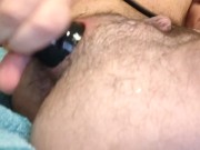 stretching my ass with an inflatable plug