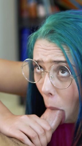 Nerdy Girl Taking a Facial Cumshot in Her Glasses - Brazilian Cherry Adams Amateur POV Blowjob
