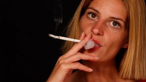 Sexy blond Eve smokes long 120s with passion and speed, building an impressively thick ash