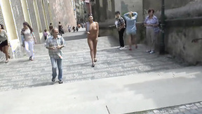 Public nudity in an old European city