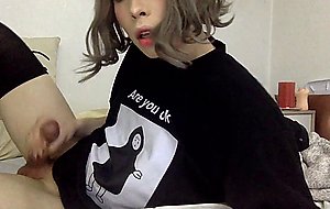 Cute asian trap plays with beautifull cock