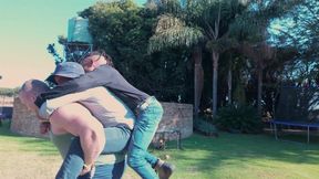 Muscle Daddy and Giant Double Lift and Carry Session with 2 Twinks Part 1