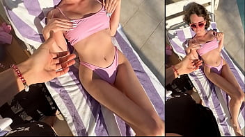 Sultry Sun Lounger Encounter: Hardcore Action with Bikini Babe Under the Sun