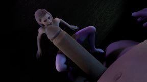 A blonde girl is trying her best to satisfy a Giant&#039;s Dick : 3D Porn