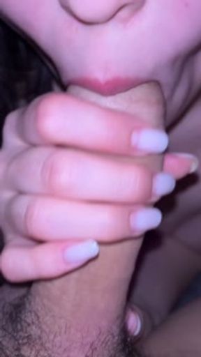 Russian girl giving blowjob at a sleepover - real homemade, POV