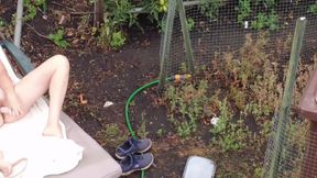 Voyeur with Drone Watches Me in the Garden Playing with Myself