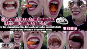 VR 3D 8K Larissa shows off her perfect teeth and chews carrots for you