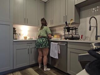 Thick & curvy stoner Cleans apartment, Smokes & gets bare