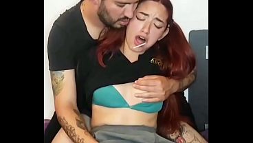 Petite female student gives a deepthroat blowjob before getting her tight