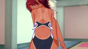 Anime girl need motivation before swimming competition