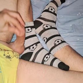 I Was Playing with My Cock After College, Wearing Yellow Underwear and Socks Which I&#039;ve Covered with Cum!