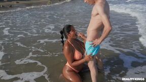 Amy Amor getting fucked on a public beach by Jordi